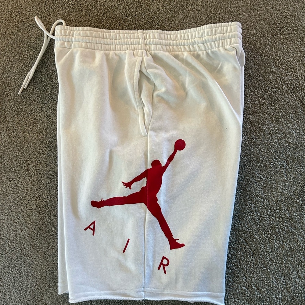 Jordan Athletic Shorts in White with Red Logo